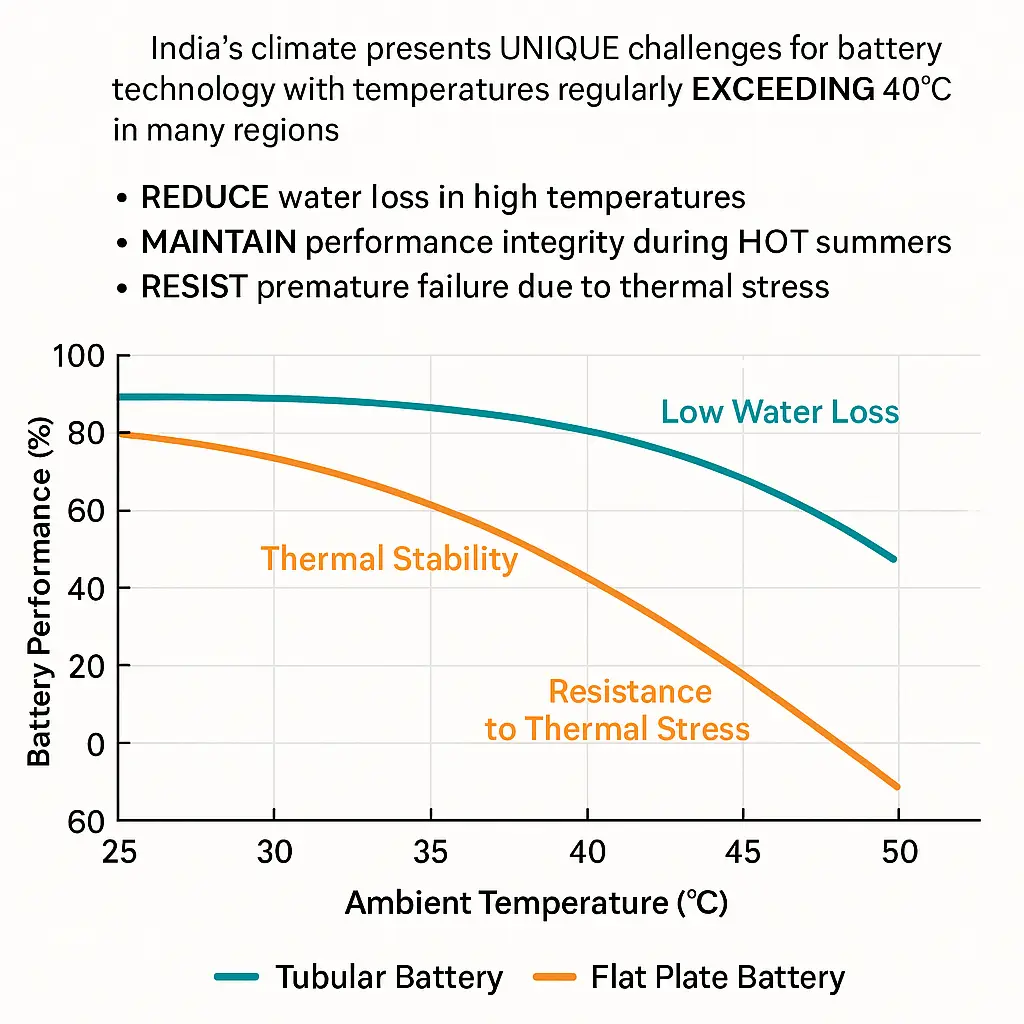 Tubular batteries - enhanced heat tolerance for indian climates